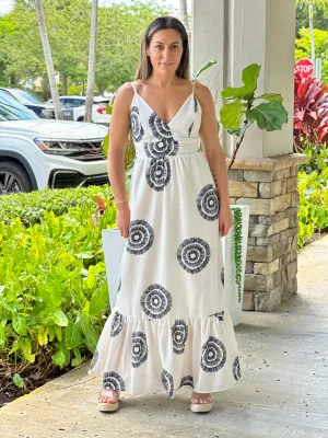 "Mar De Lua" Linen Sleeveless Maxi Dress