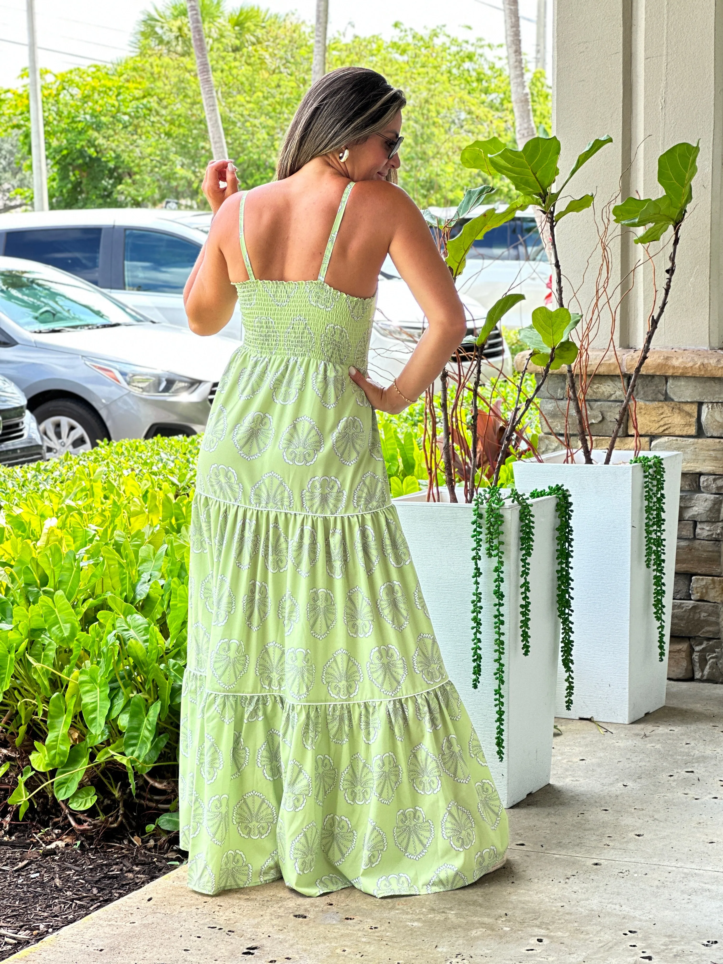"Mar De Lua" Printed Sleeveless Maxi Dress