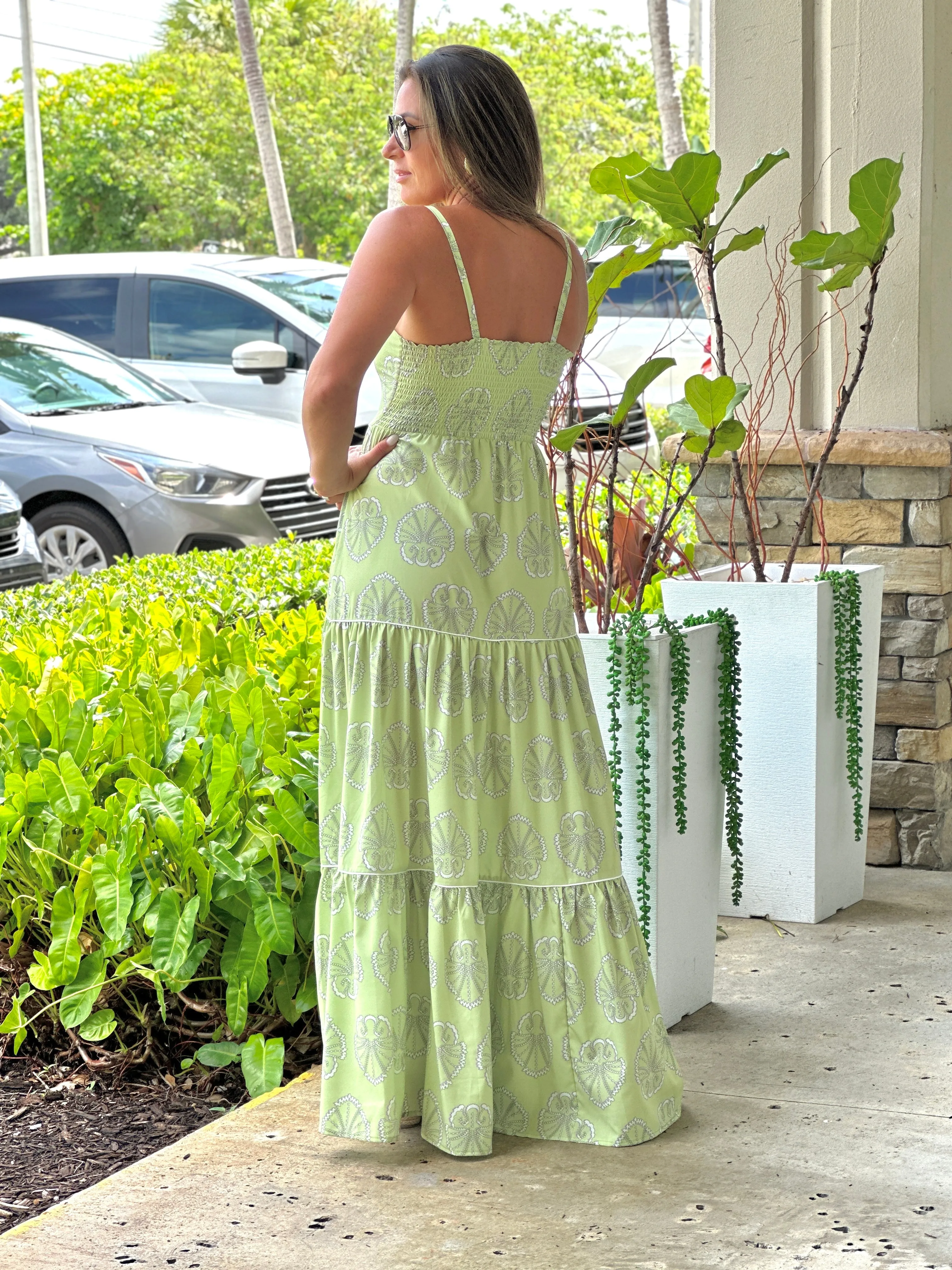 "Mar De Lua" Printed Sleeveless Maxi Dress