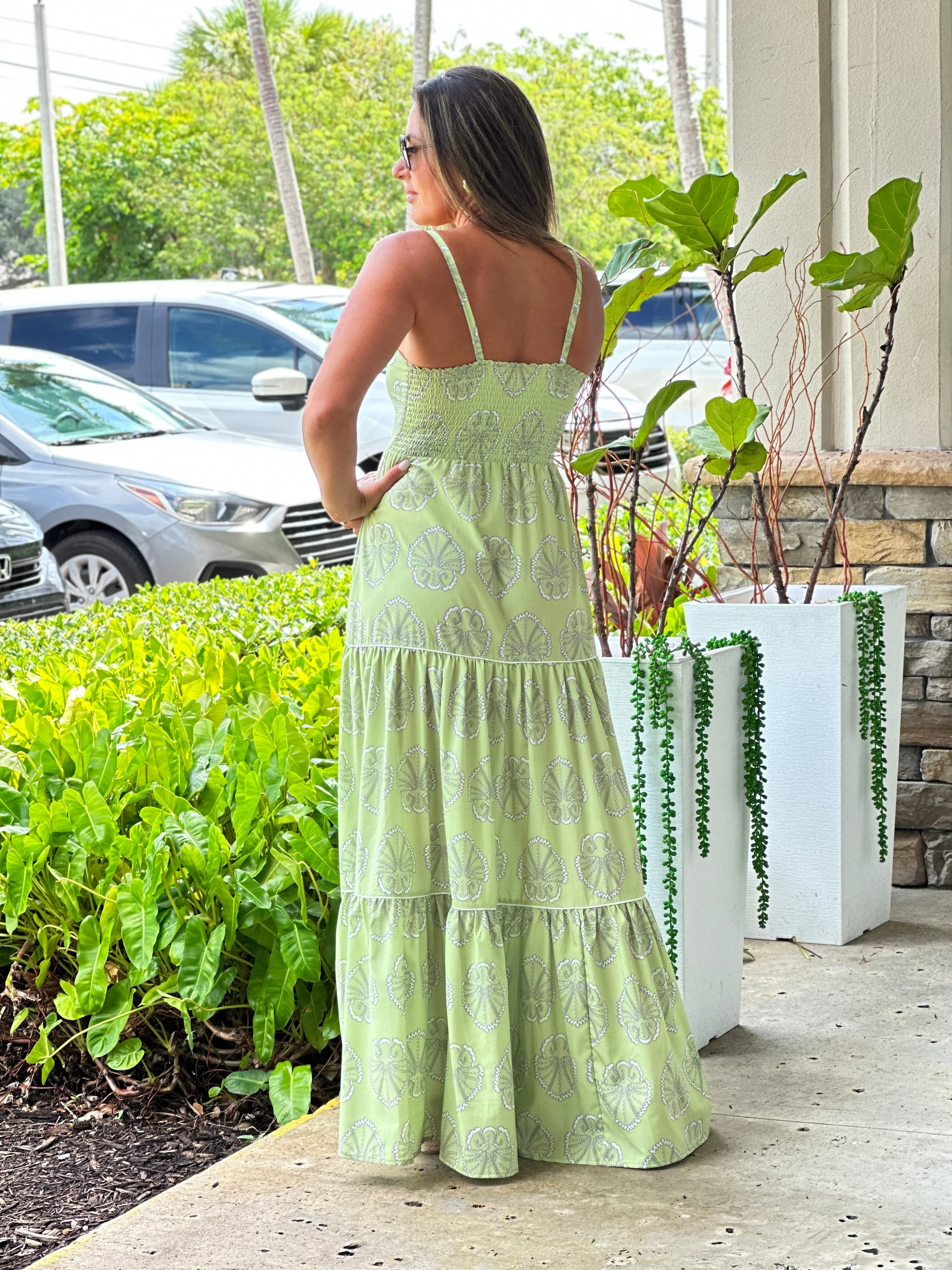 "Mar De Lua" Printed Sleeveless Maxi Dress