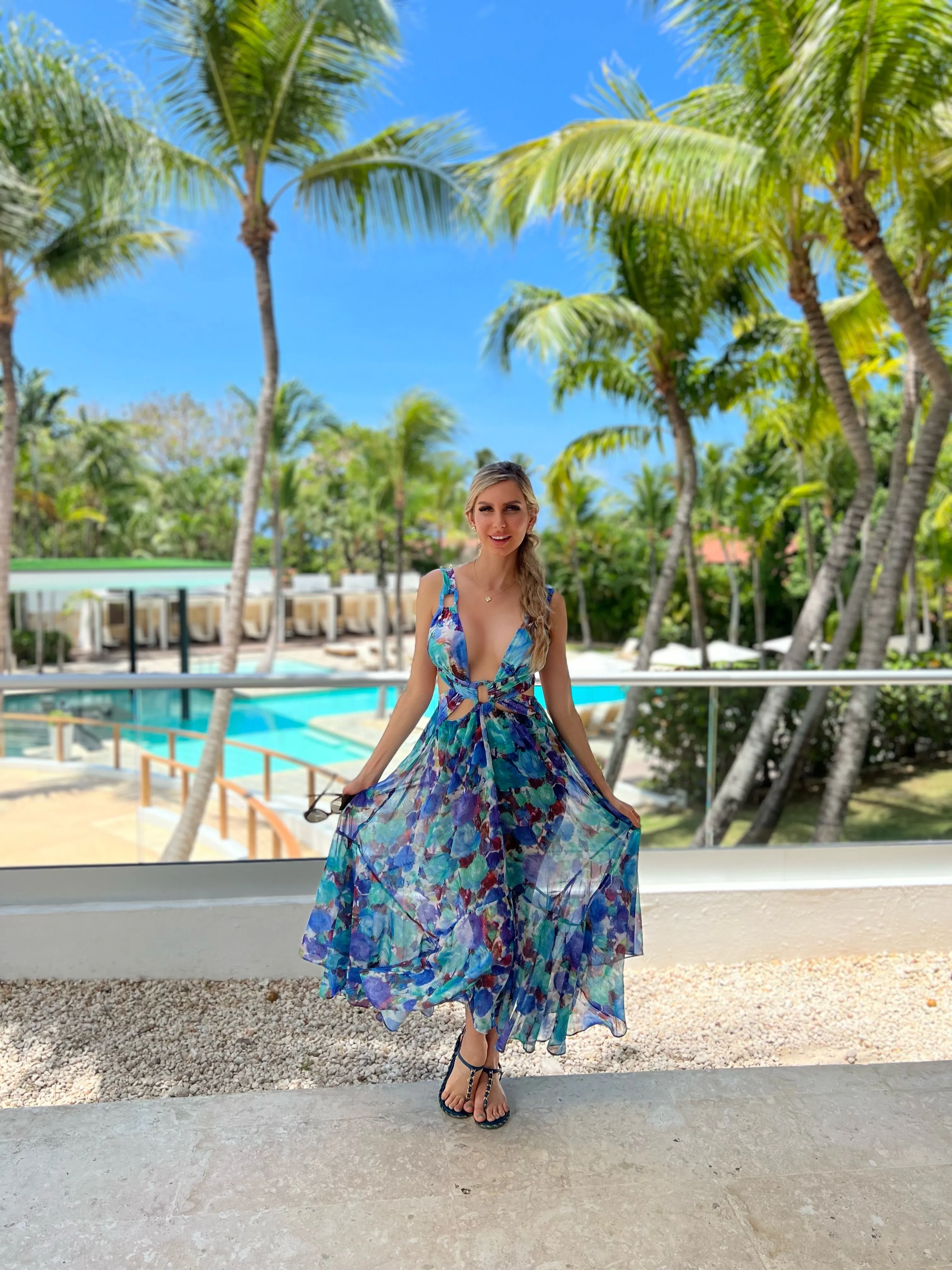 "MAYARA" WATER COLOR BLOOMS MAXI DRESS