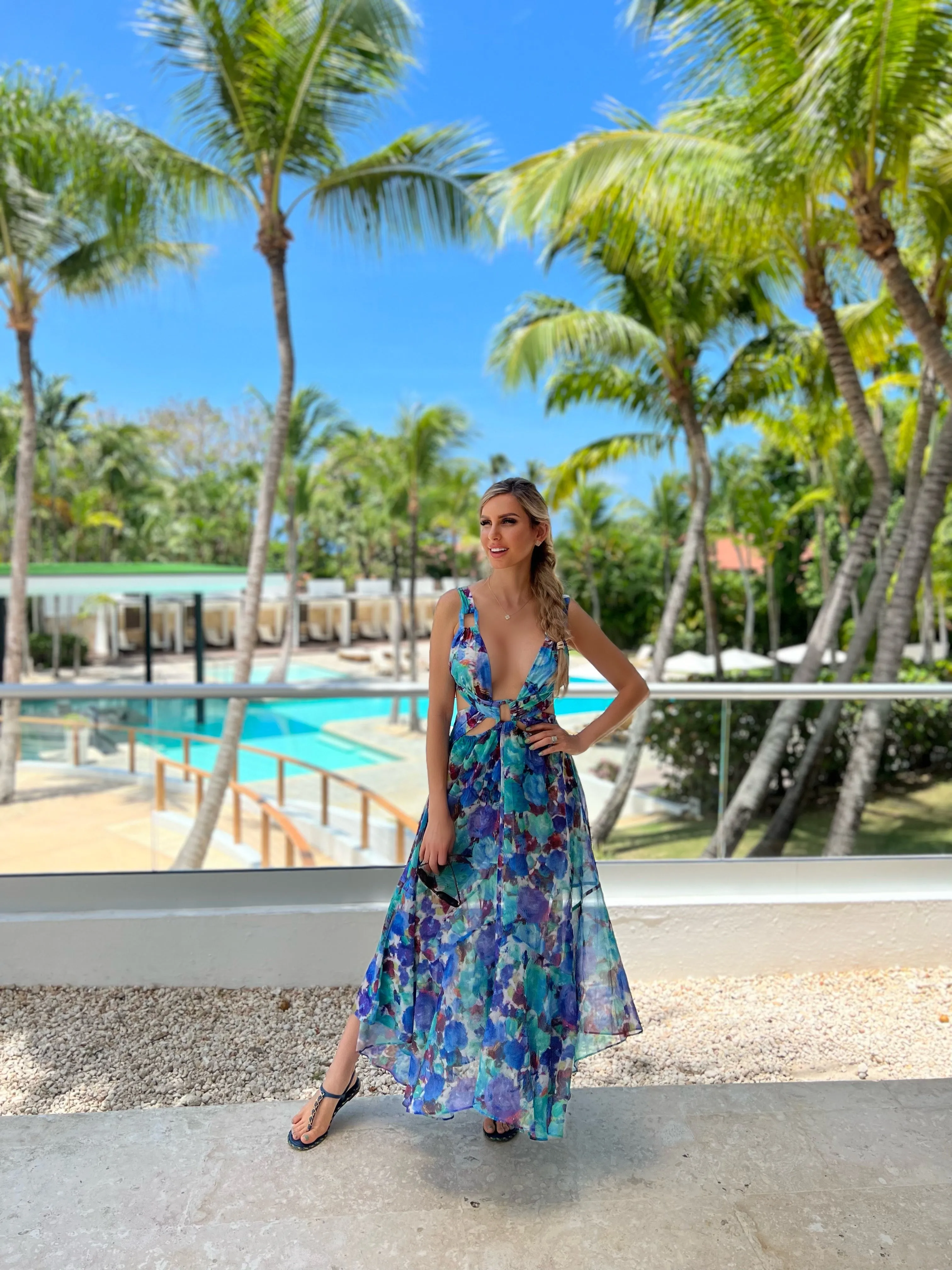 "MAYARA" WATER COLOR BLOOMS MAXI DRESS