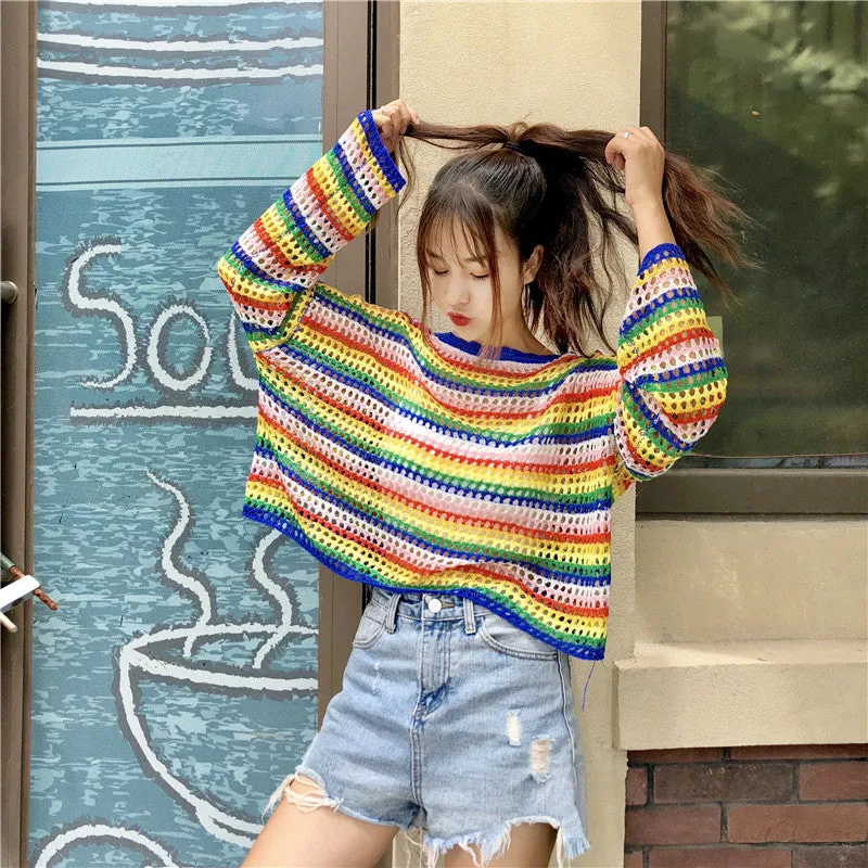 Rainbow Striped Top yc21078