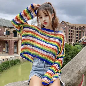 Rainbow Striped Top yc21078
