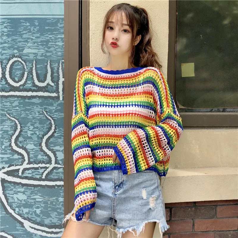 Rainbow Striped Top yc21078