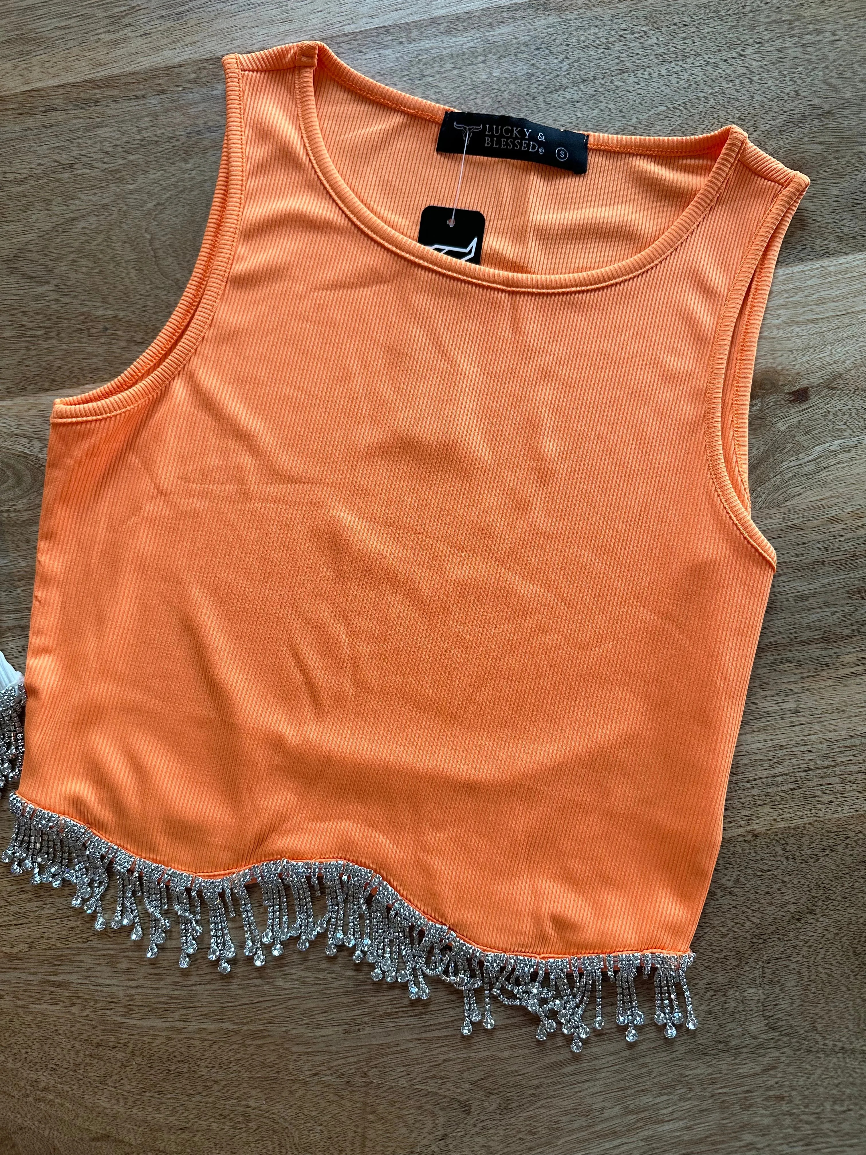 Rhinestone Dreamer Crop (Orange)