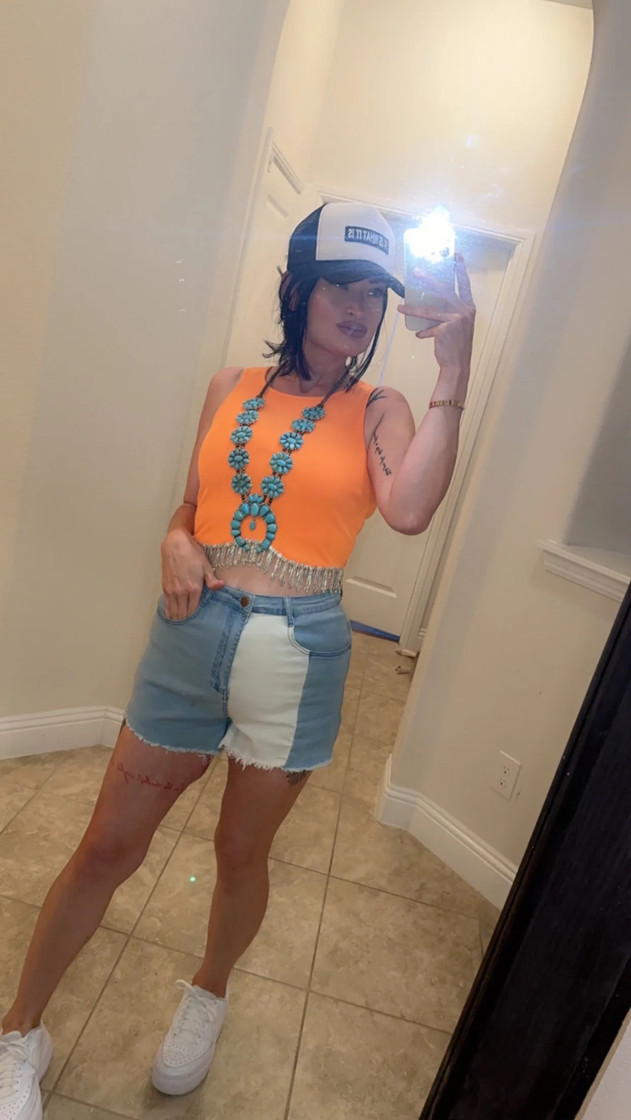 Rhinestone Dreamer Crop (Orange)