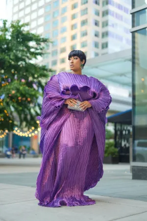 Rodo Maxi Pleated Long boubou Dress (purple)