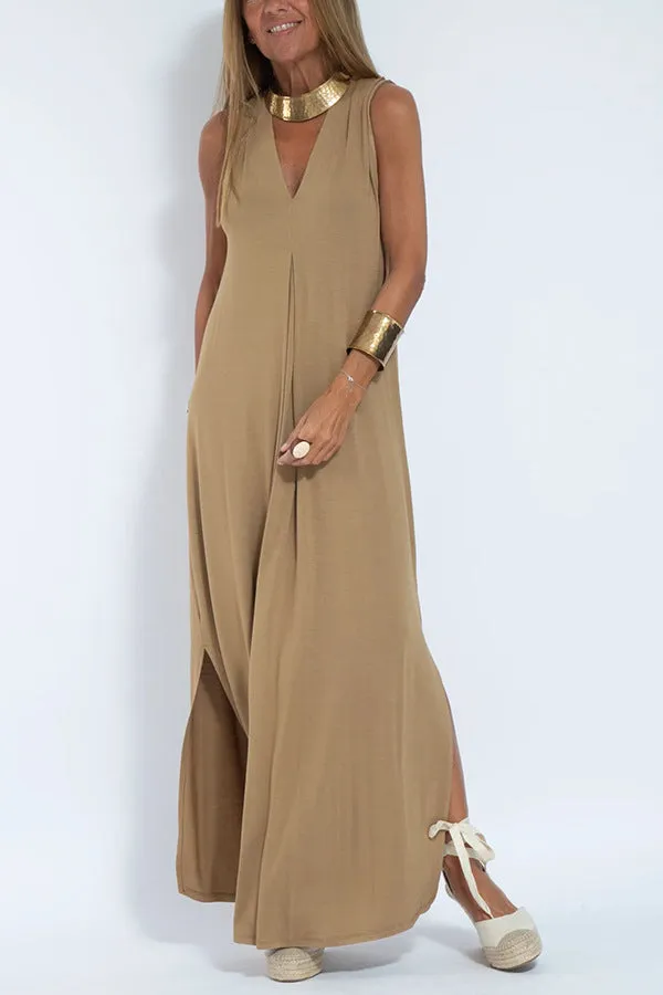 Rose | Langes ärmelloses Maxikleid