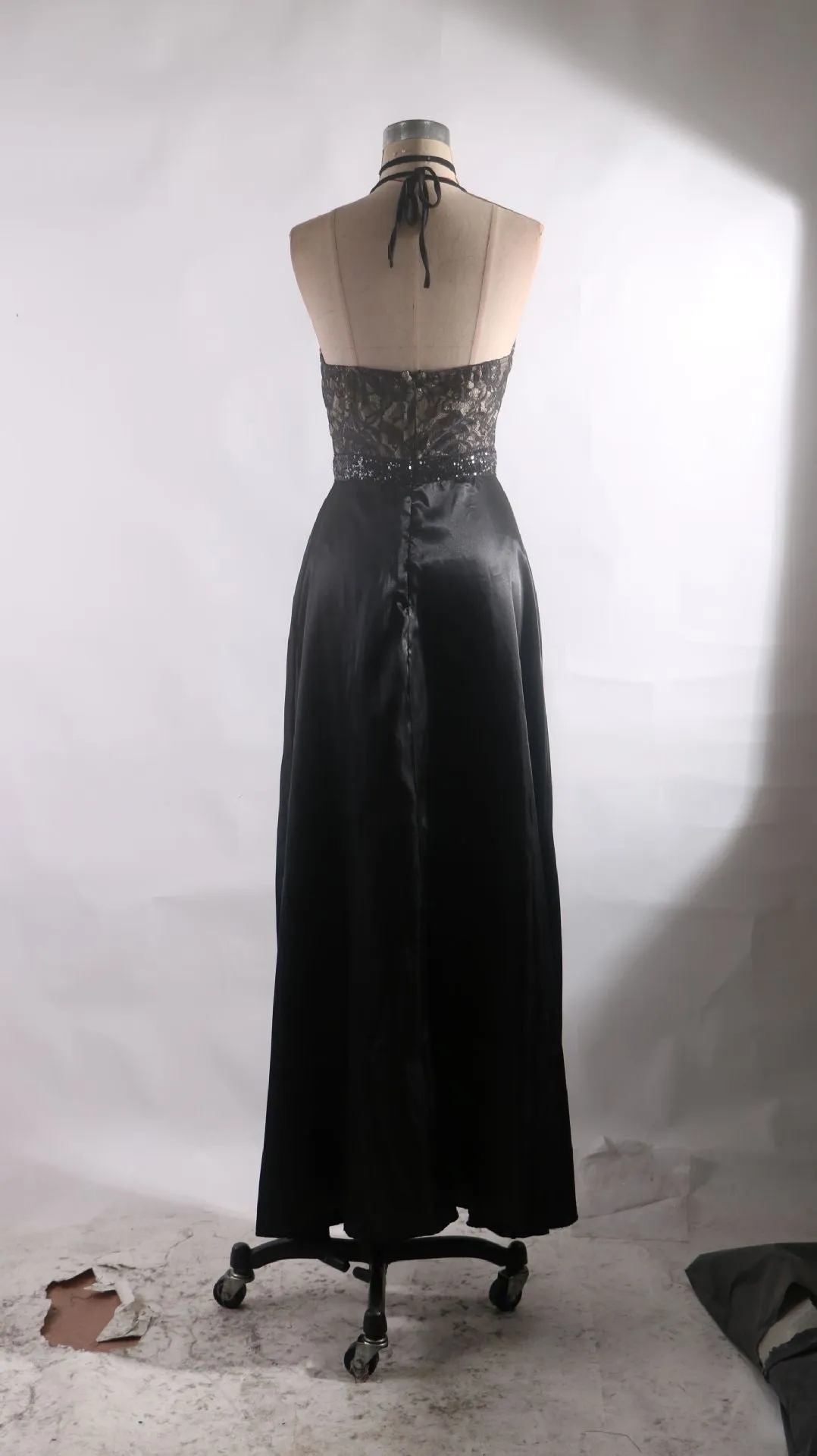 Round Neck Sequin Pencil Skirt Split Bag Hip Skirt