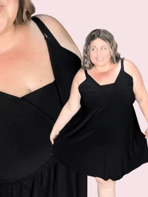 Ruby Slinky Black Sundress w/Built In Tank Look