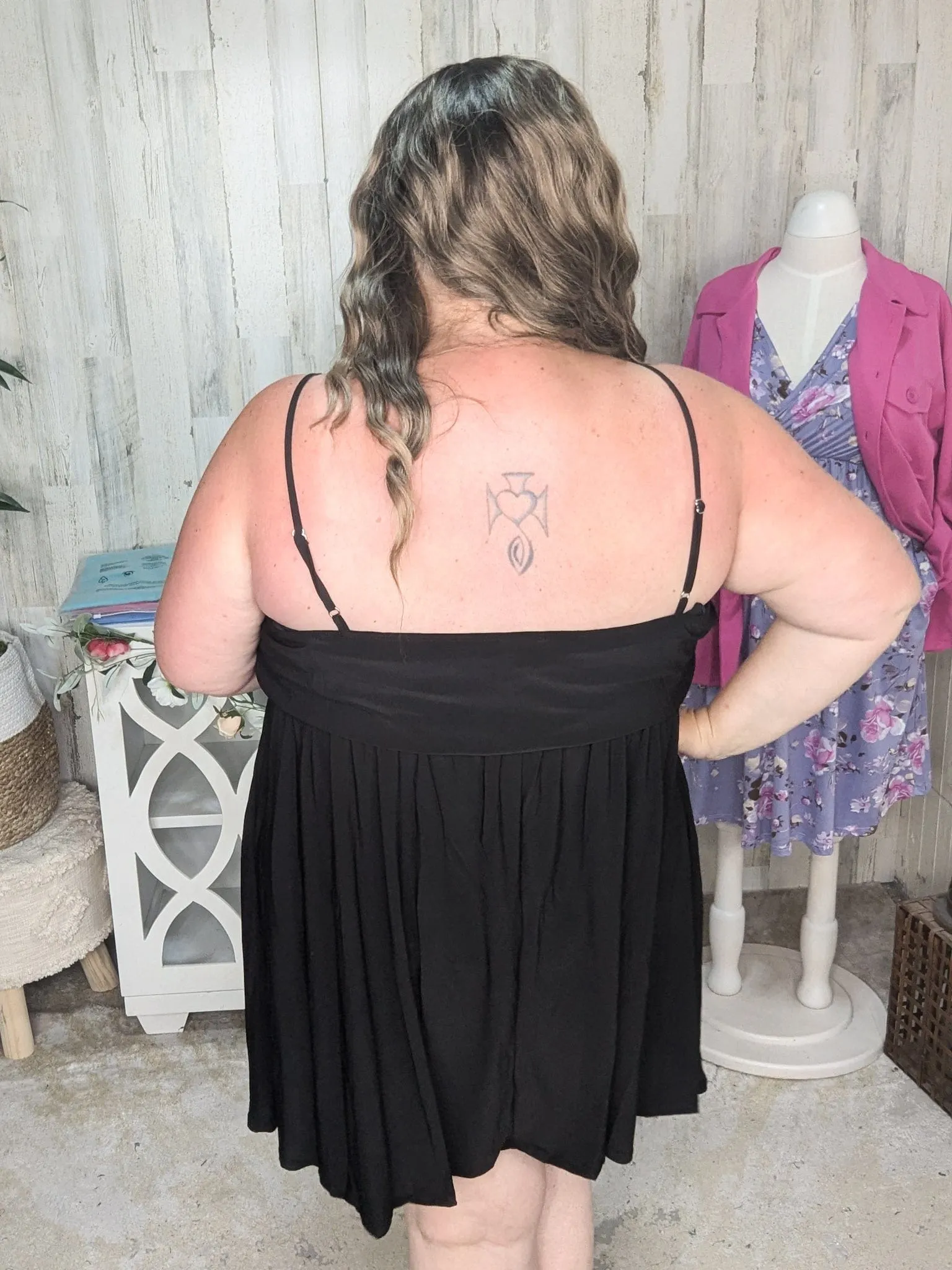 Ruby Slinky Black Sundress w/Built In Tank Look
