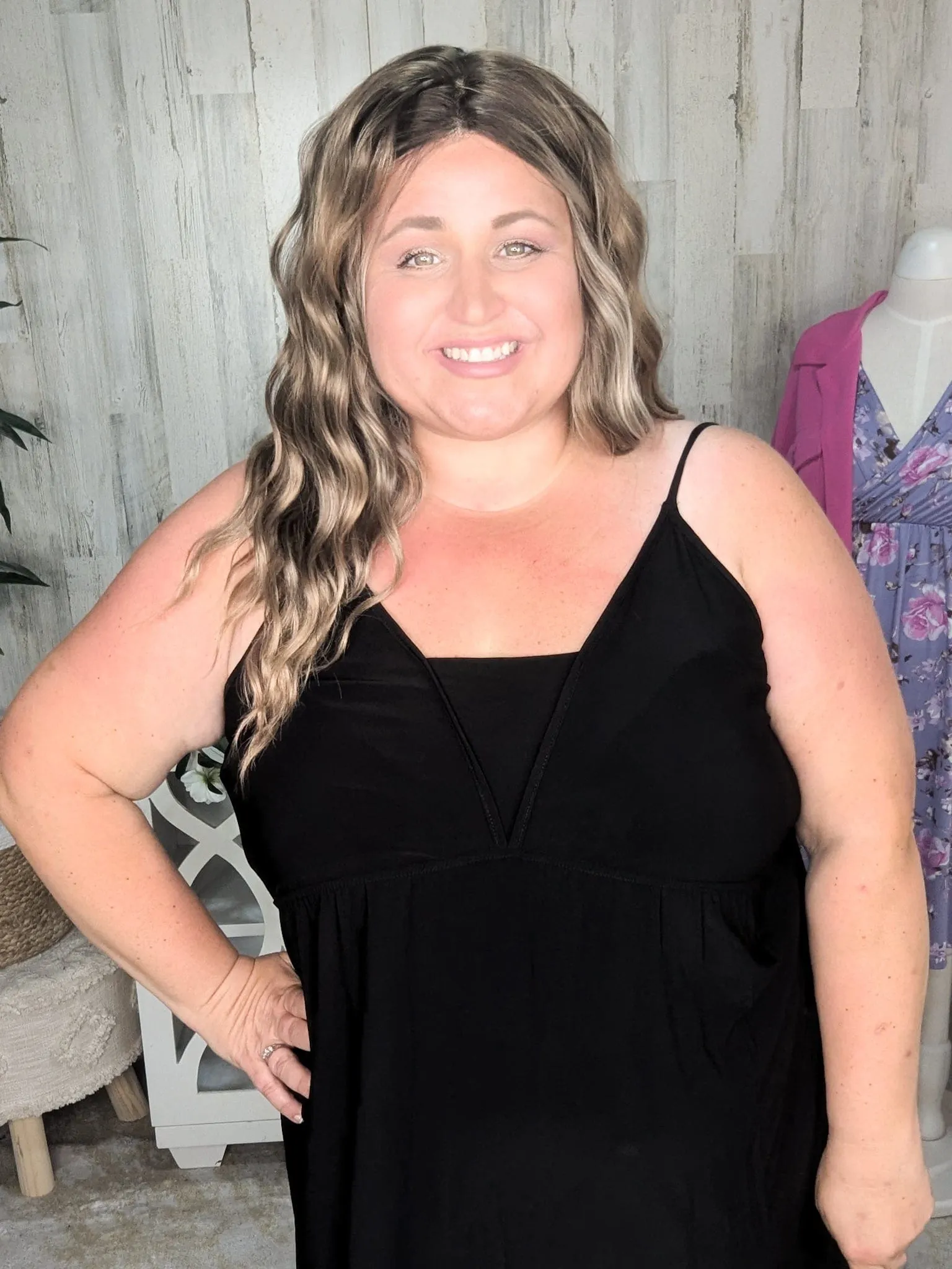 Ruby Slinky Black Sundress w/Built In Tank Look