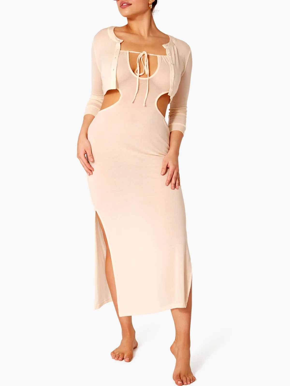 RUCHED CUTOUT MAXI