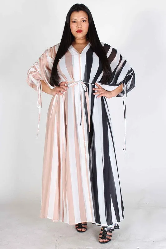 Ruched Sleeve Maxi Dress