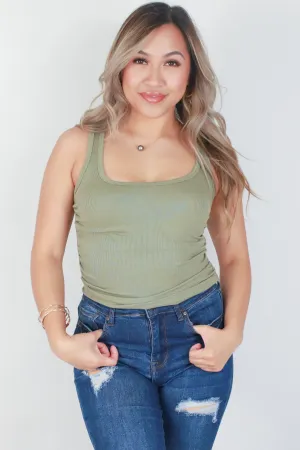 RUCHED SQUARE NECK TANK TOP