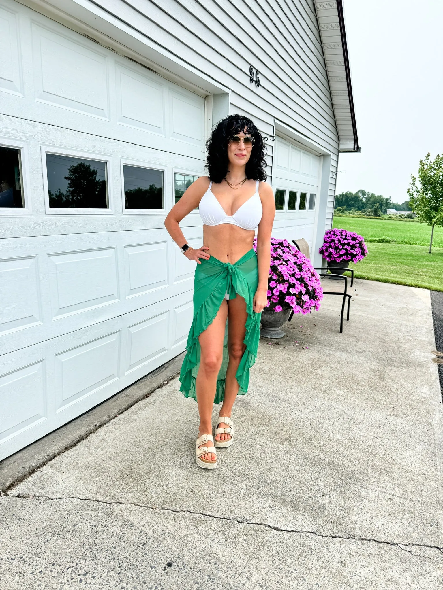 Ruffle Trim Cover Up Sarong Skirt