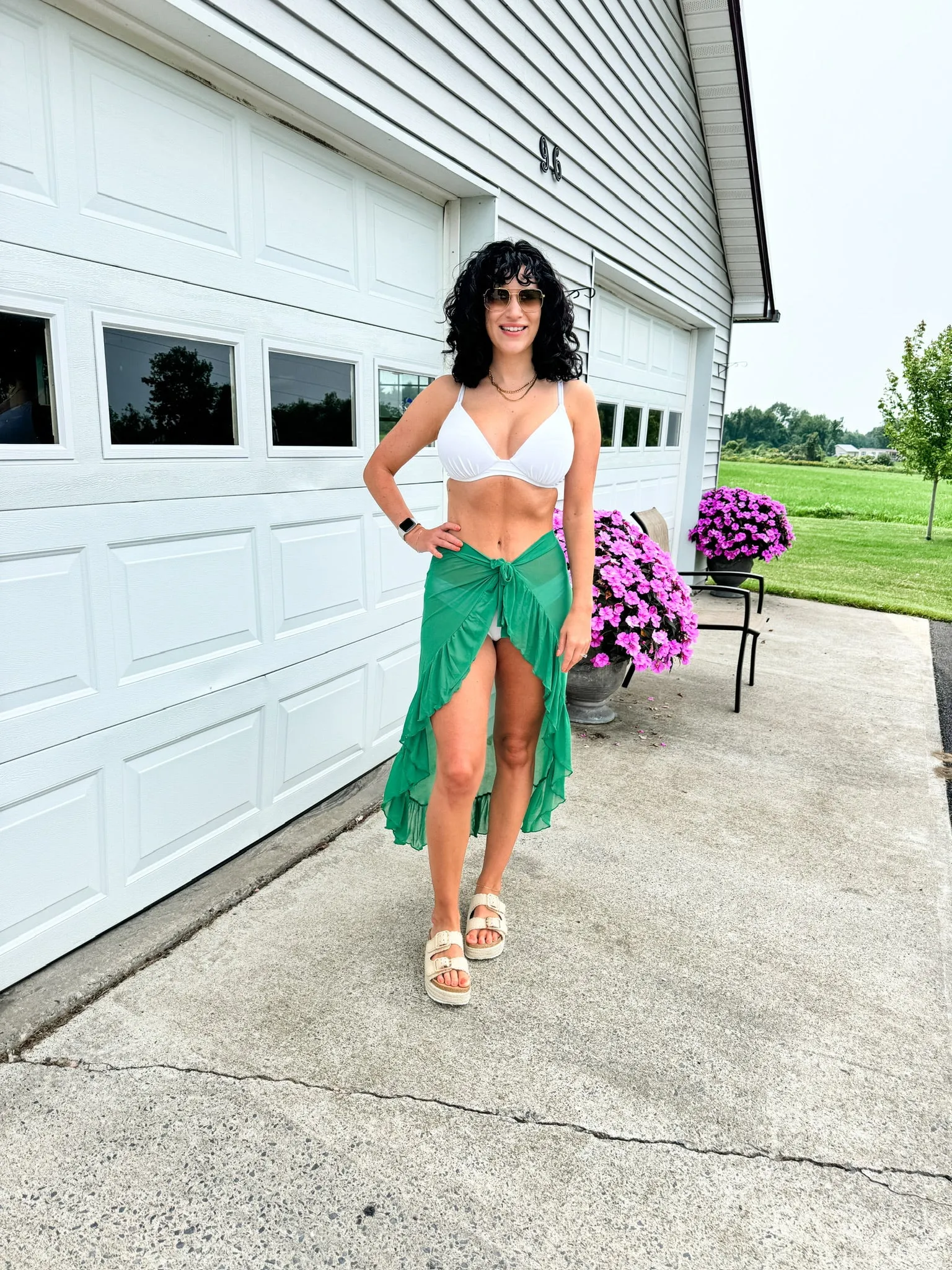 Ruffle Trim Cover Up Sarong Skirt