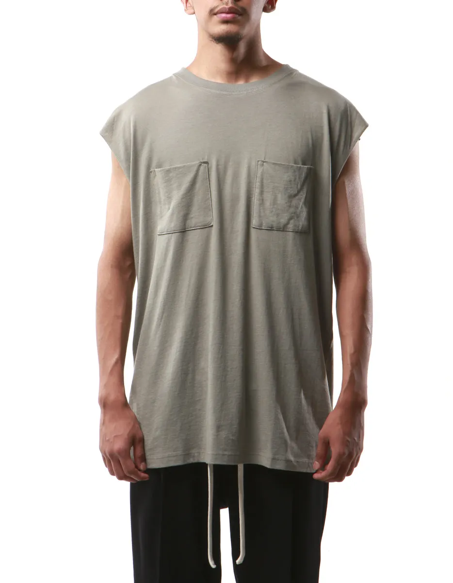 Sage Dual Pocket Sleeveless Tee