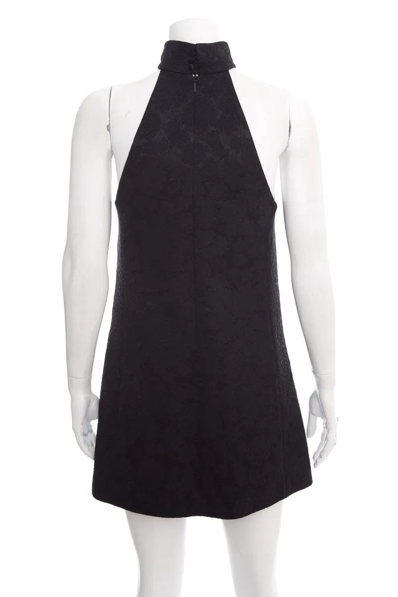 Saint Laurent Black Floral Halter Neck Mini Dress SZ 4