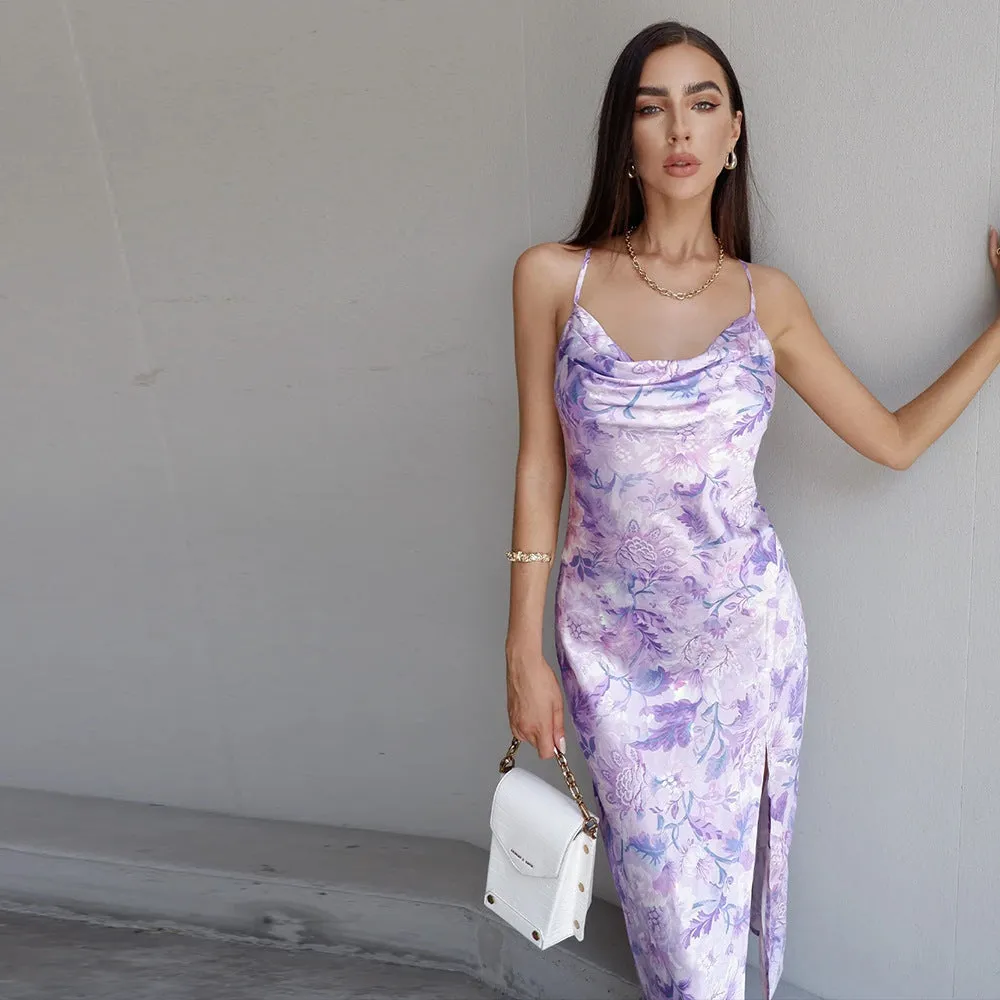 Sexy Backless Floral Sling Sundress Women