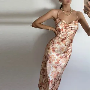 Sexy Backless Floral Sling Sundress Women