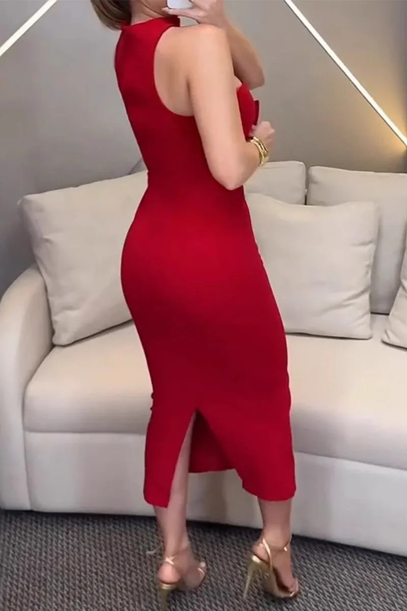 Sexy Bow Decor Halter One Step Skirt Dresses