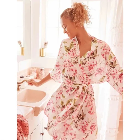 Show Me Your MuMu Brie Garden Of Blooms Floral Midi Belted Robe S Romantic Beach