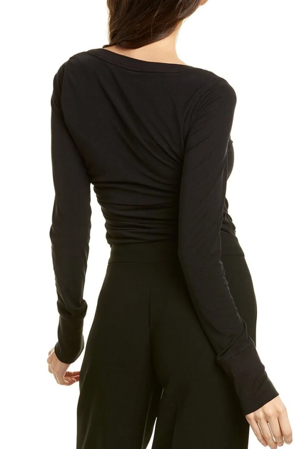 Side Ruched Sleeveless Black Top