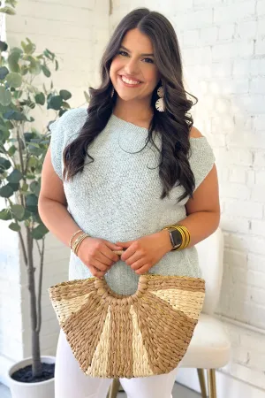 Sky Blue Textured Off The Shoulder Sweater