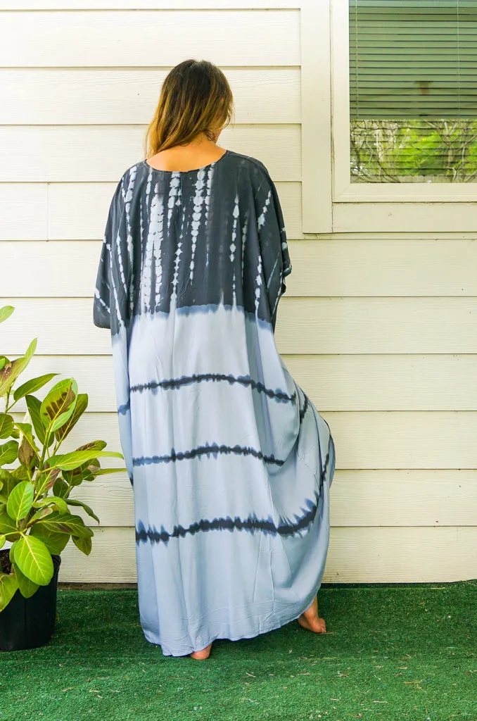 Slate Gray Ombre Tie-Dye Kimono