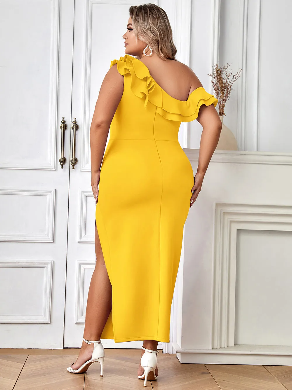 Sleeveless Frill Maxi Bodycon Dress HB03000