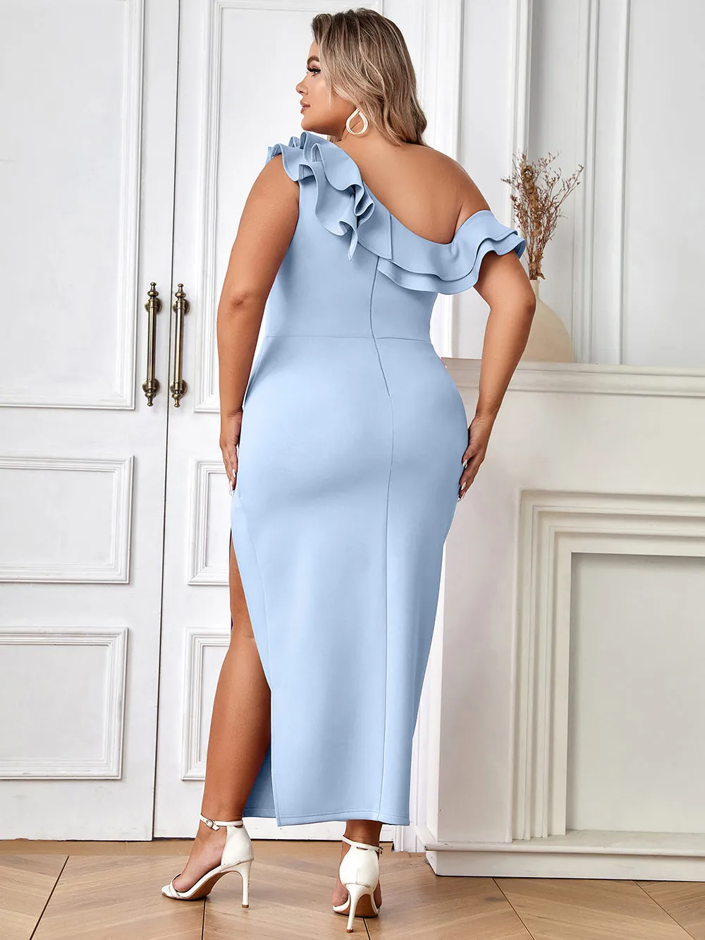 Sleeveless Frill Maxi Bodycon Dress HB03000