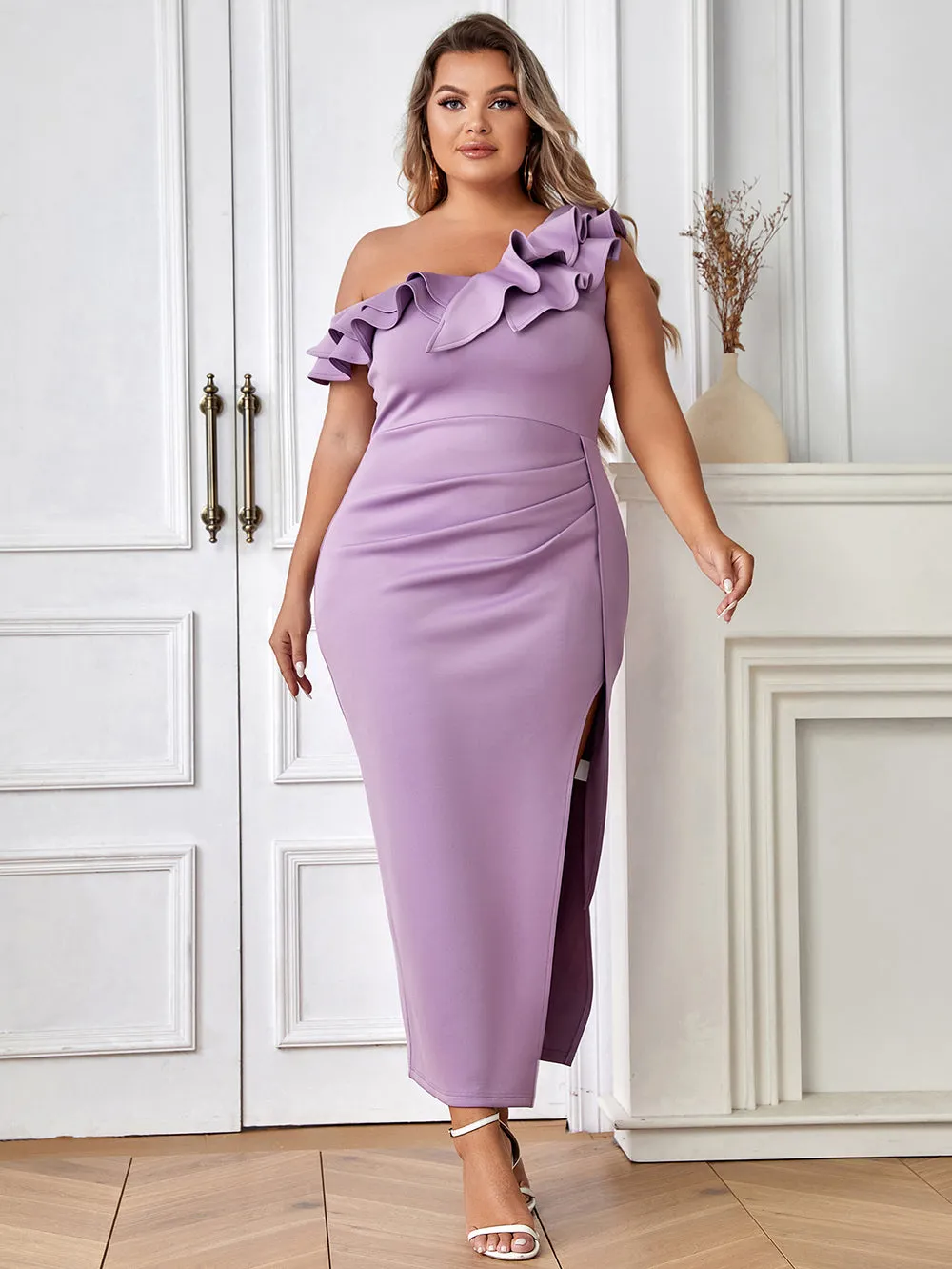 Sleeveless Frill Maxi Bodycon Dress HB03000