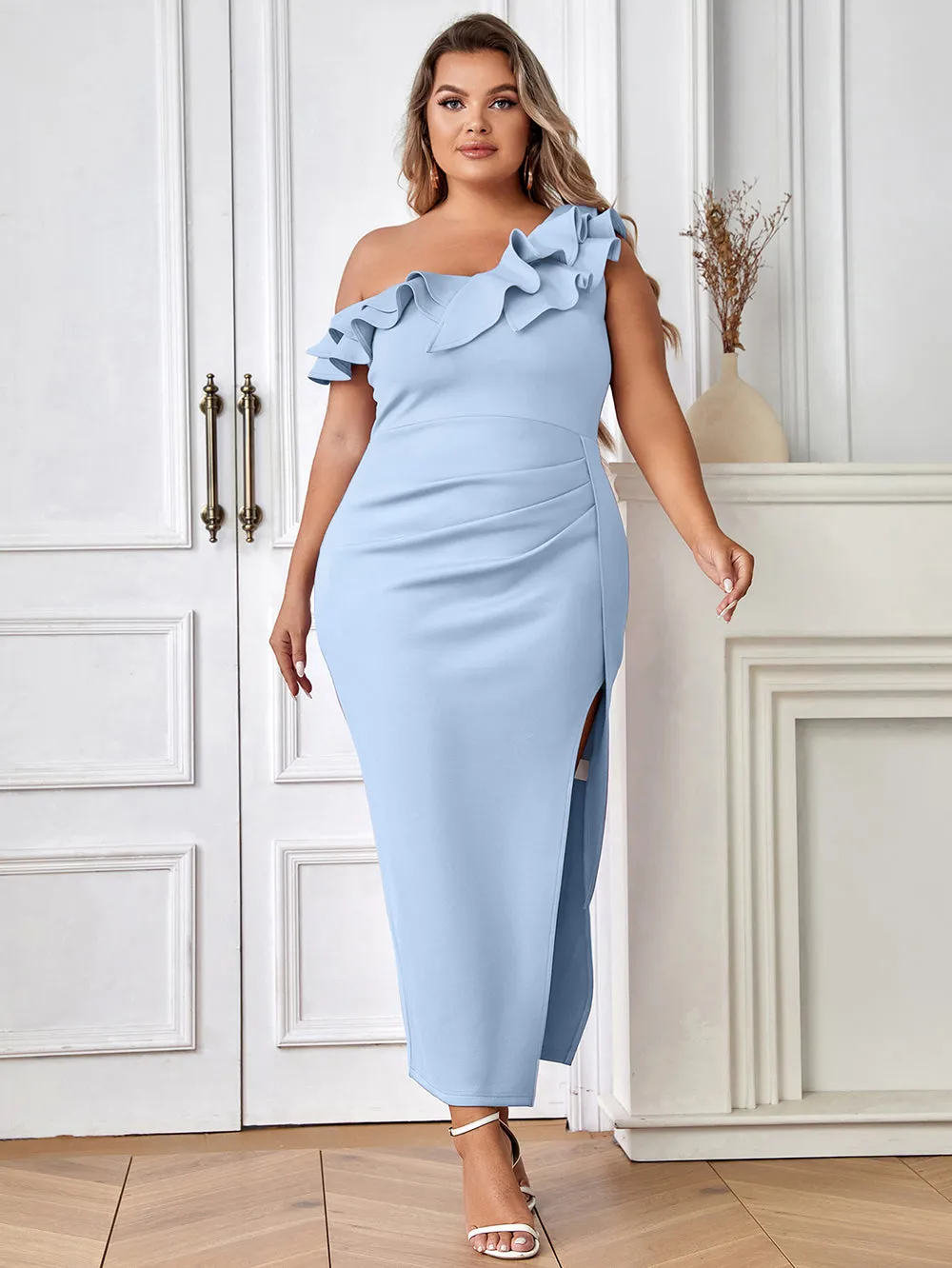 Sleeveless Frill Maxi Bodycon Dress HB03000