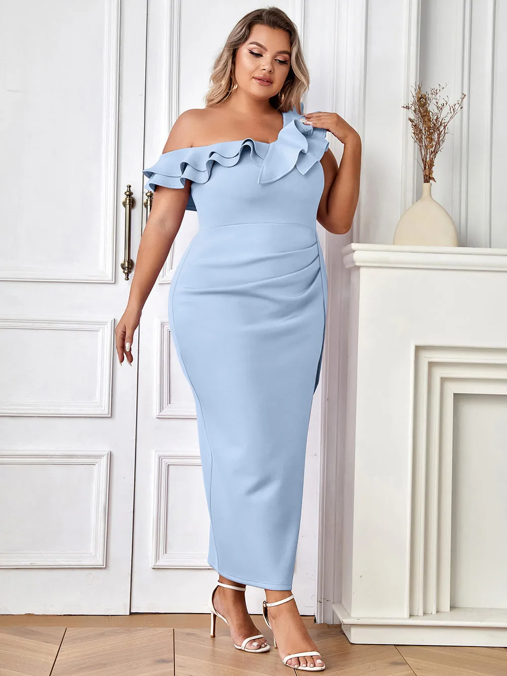 Sleeveless Frill Maxi Bodycon Dress HB03000