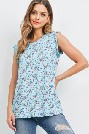 Sleeveless Round Neck Floral Top