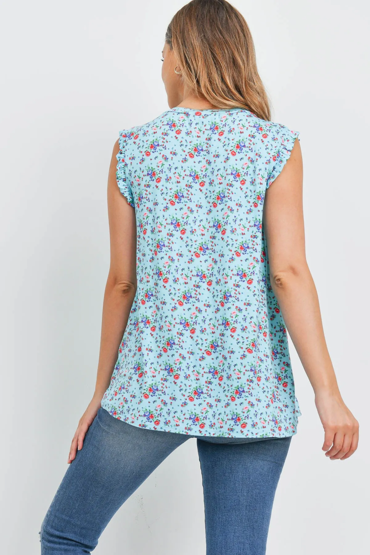 Sleeveless Round Neck Floral Top