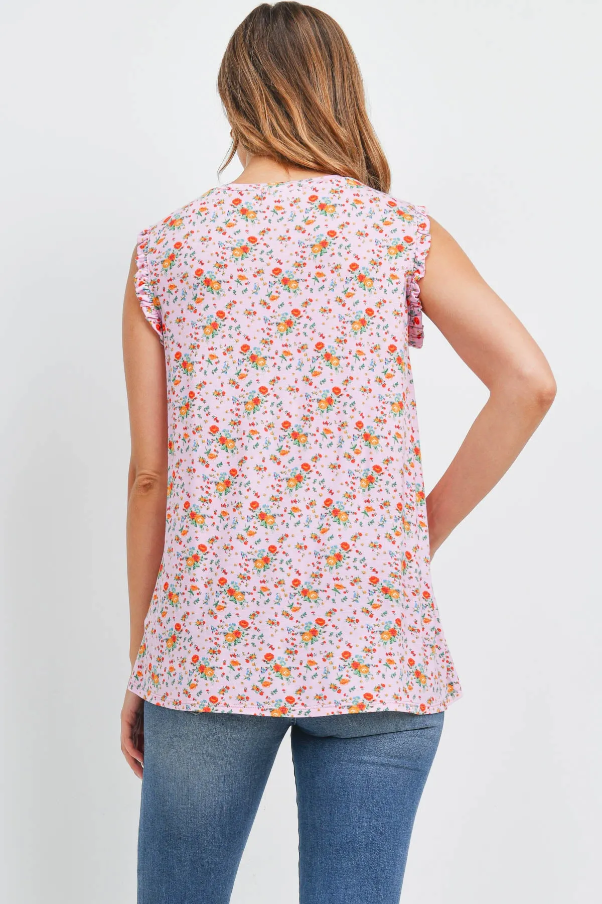 Sleeveless Round Neck Floral Top