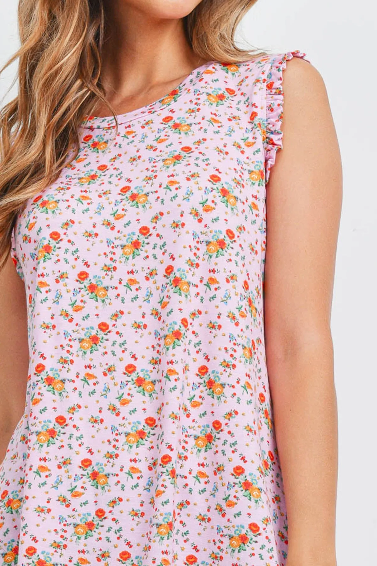 Sleeveless Round Neck Floral Top