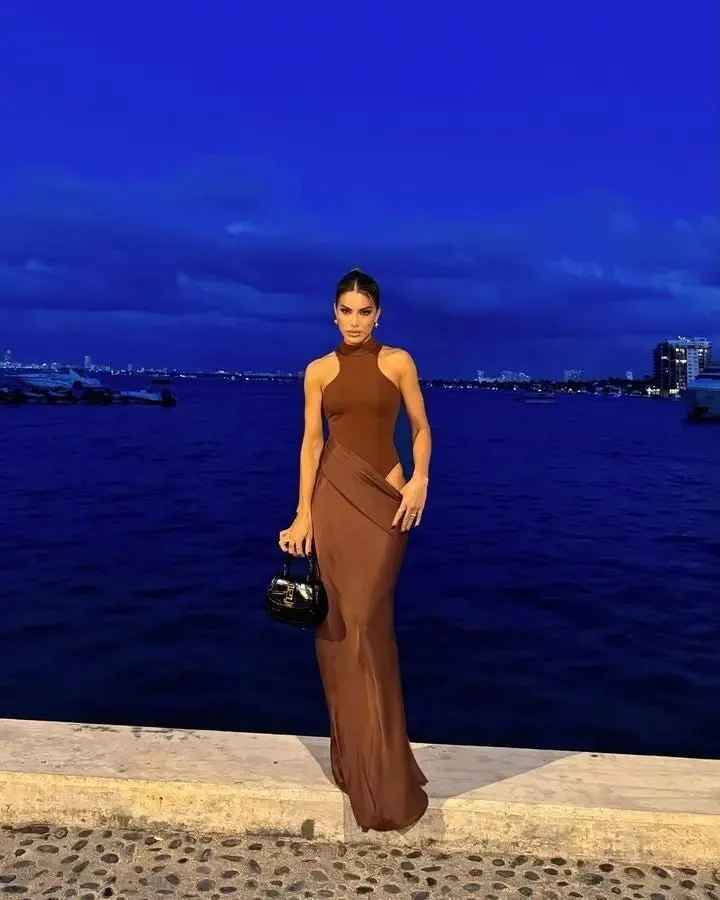 Sleeveless Satin Patchwork Hollow Out Long Dress for Women - Sexy, Elastic, and Elegant Maxi Evening Gown