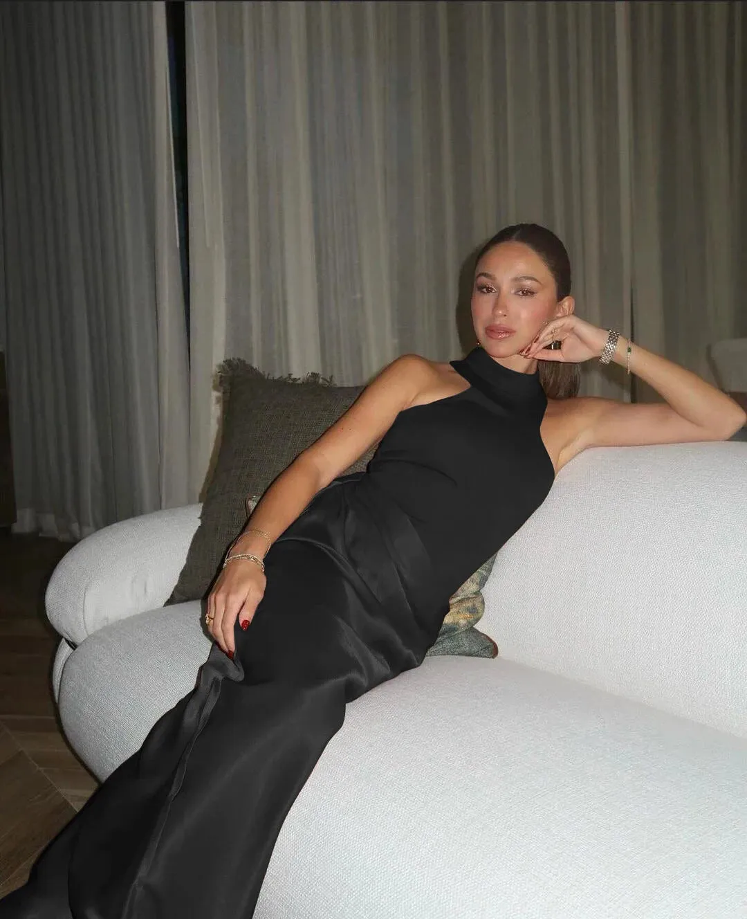 Sleeveless Satin Patchwork Hollow Out Long Dress for Women - Sexy, Elastic, and Elegant Maxi Evening Gown