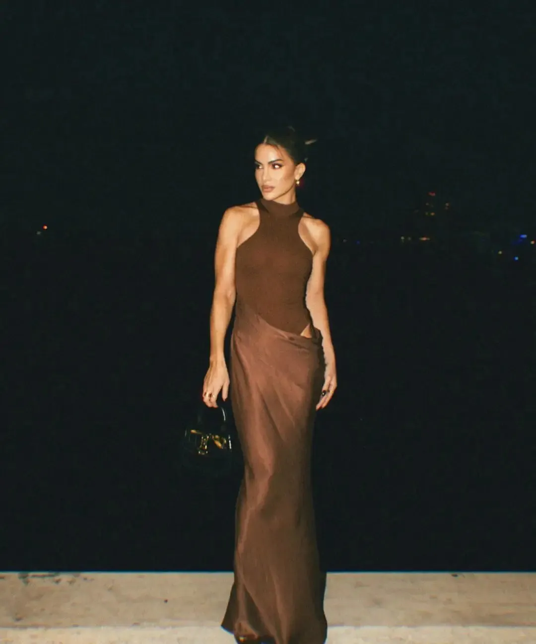 Sleeveless Satin Patchwork Hollow Out Long Dress for Women - Sexy, Elastic, and Elegant Maxi Evening Gown