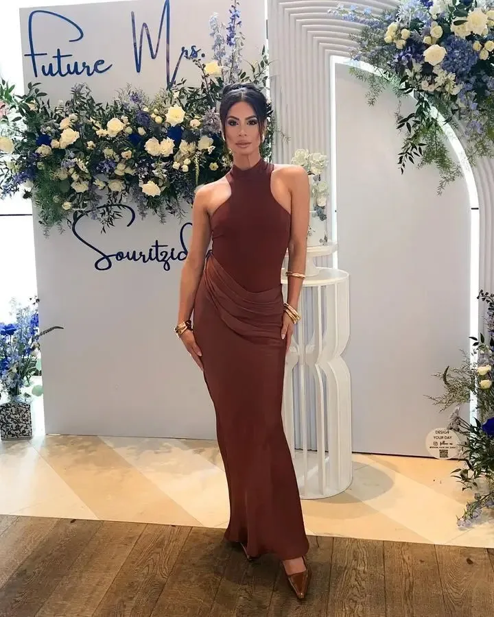 Sleeveless Satin Patchwork Hollow Out Long Dress for Women - Sexy, Elastic, and Elegant Maxi Evening Gown