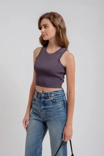 Sleeveless Sweater Knit Crop