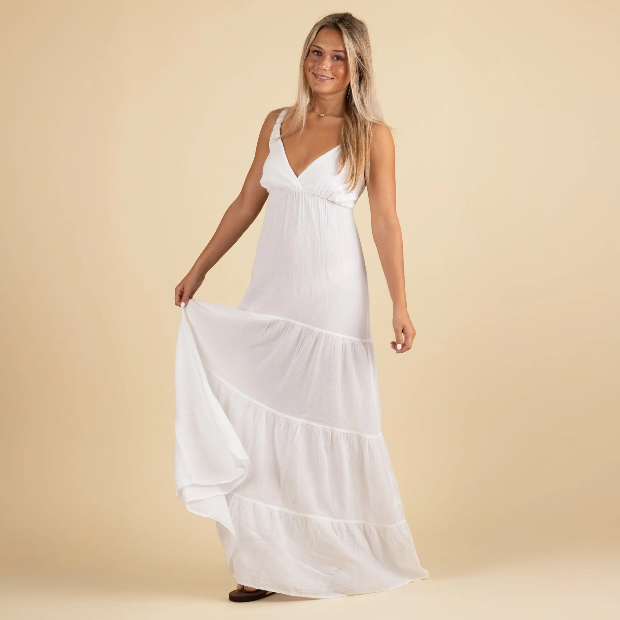 Sleeveless Tier Gauze Maxi Dress