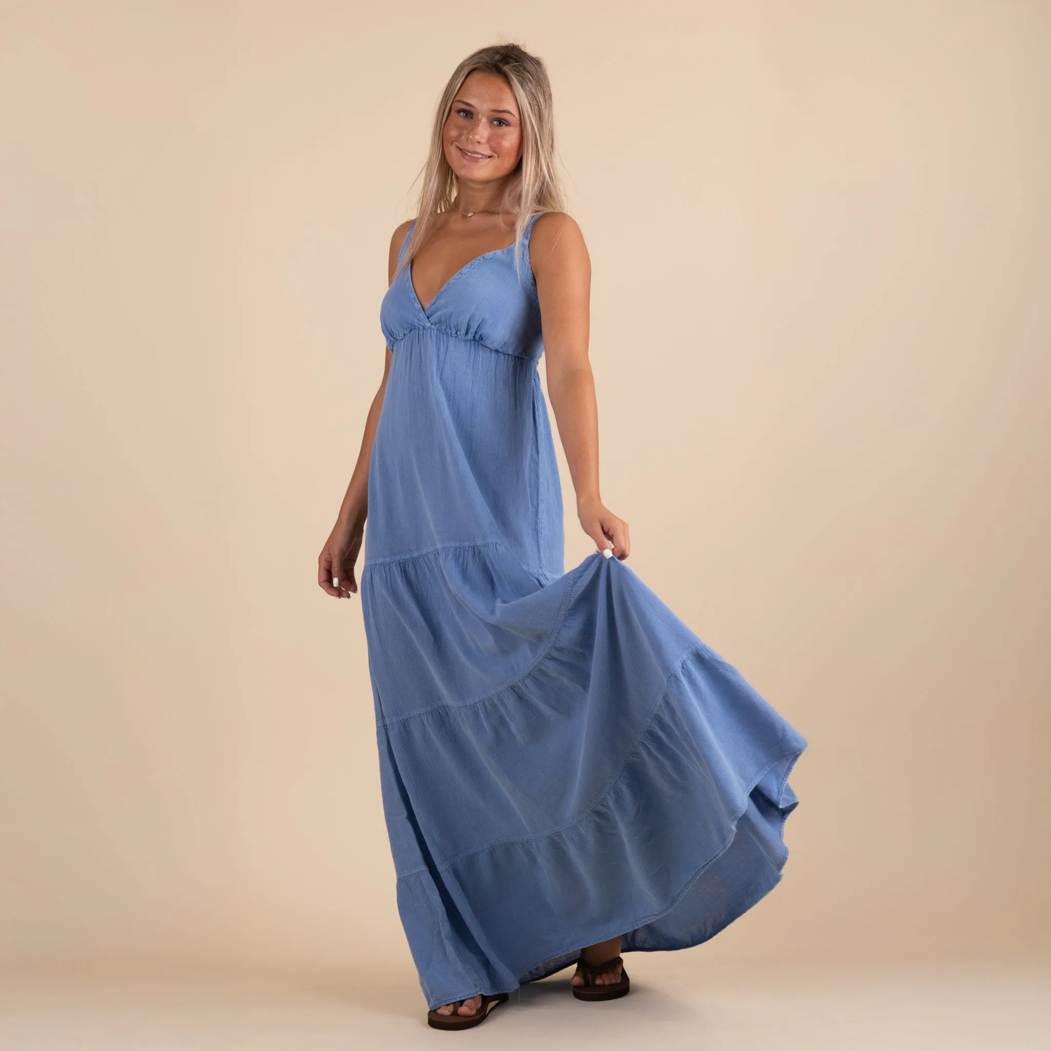 Sleeveless Tier Gauze Maxi Dress