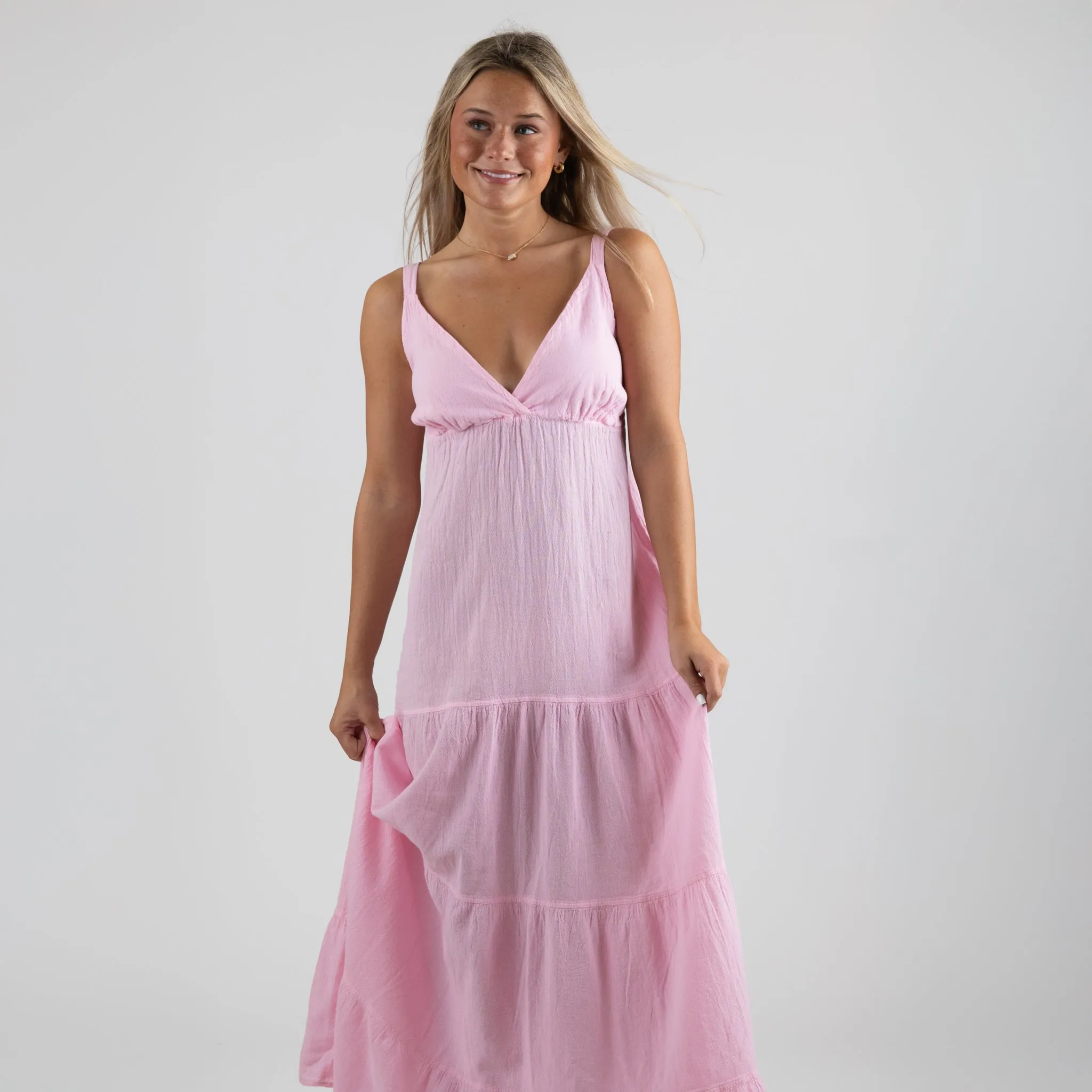 Sleeveless Tier Gauze Maxi Dress