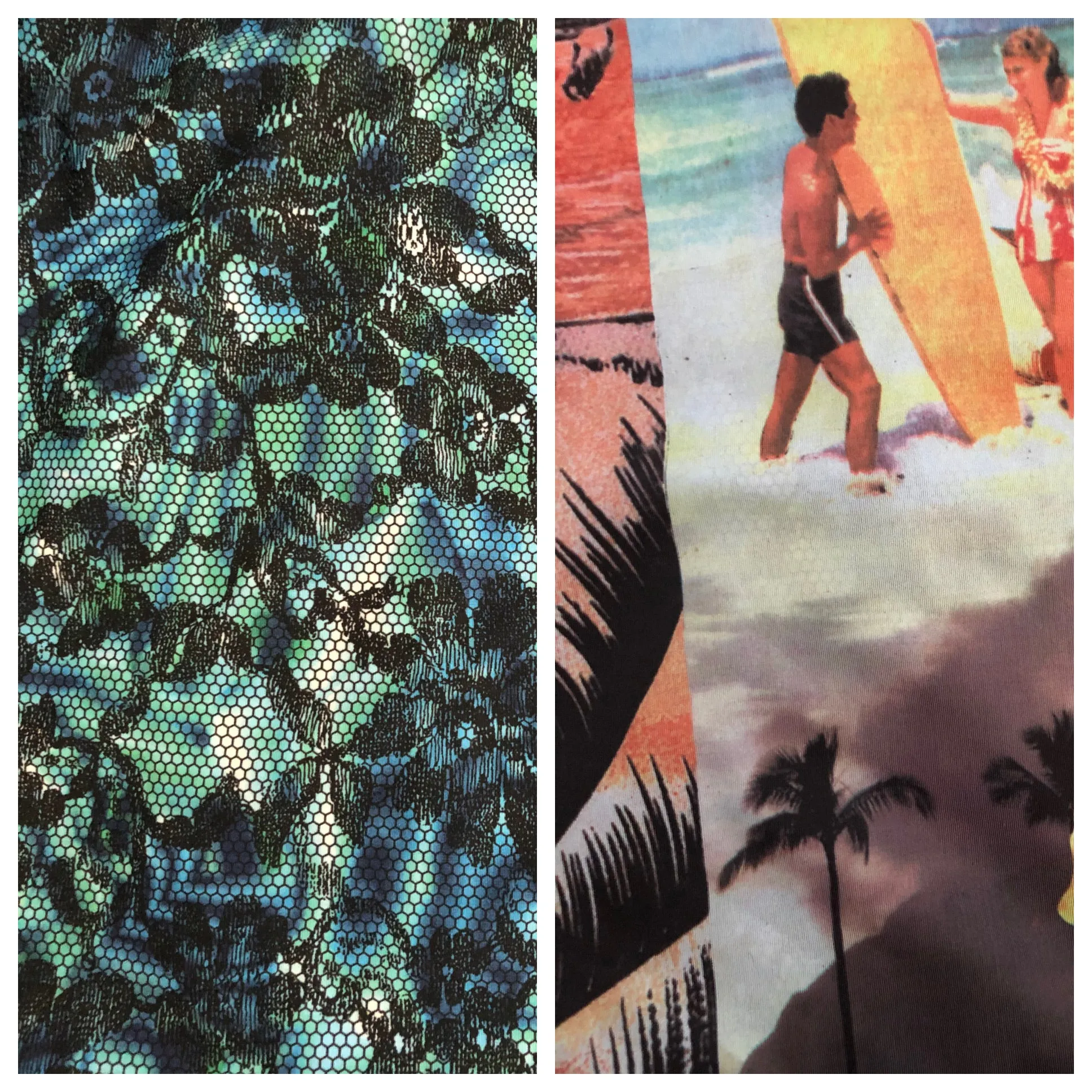 SLEEVELESS TOP/RASH GUARD BLUE LACE/1950’s HAWAII