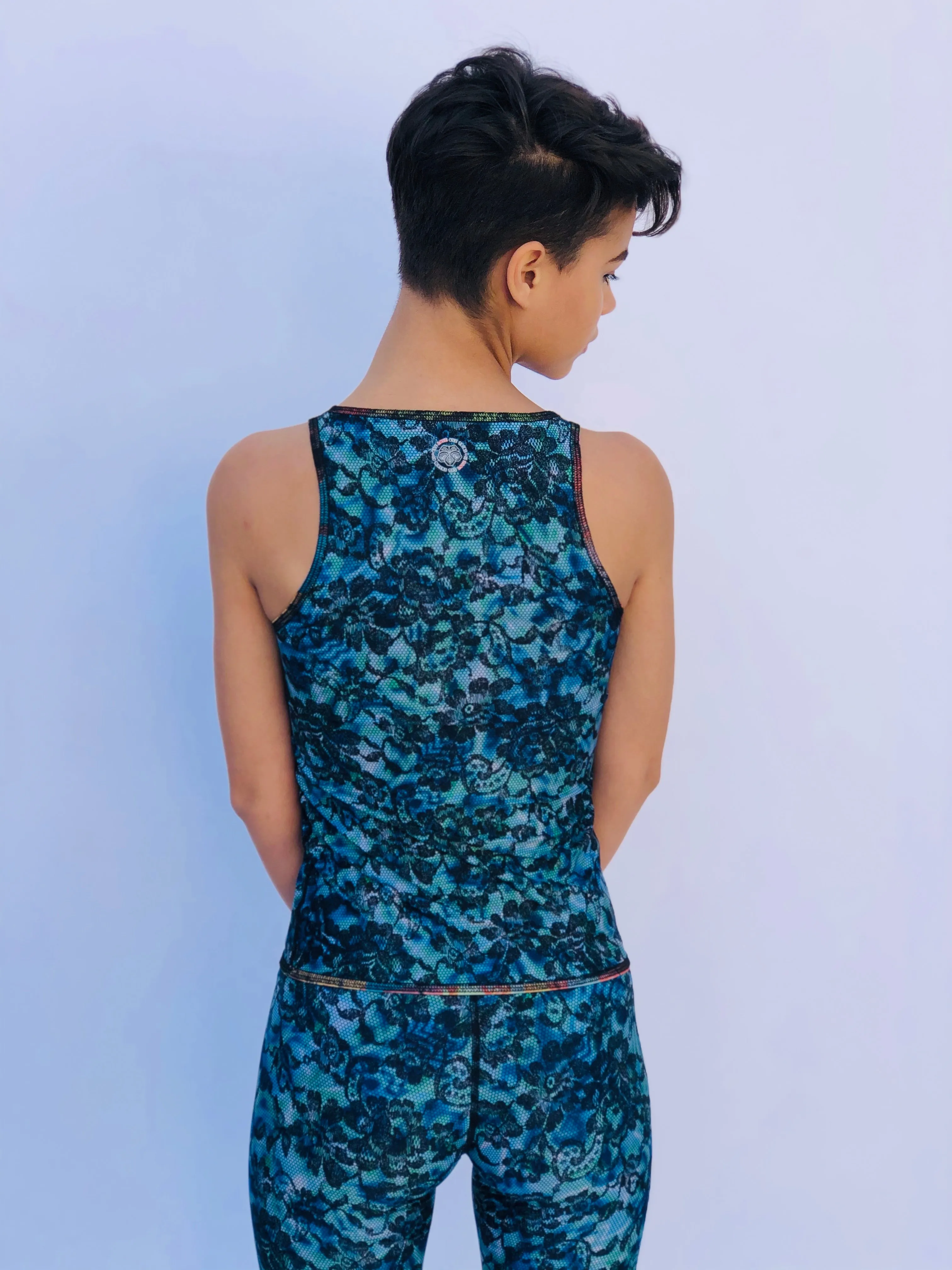 SLEEVELESS TOP/RASH GUARD BLUE LACE/1950’s HAWAII